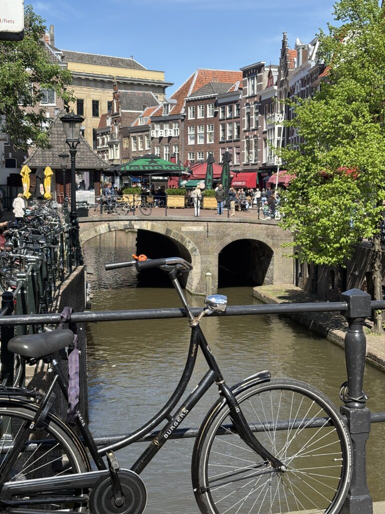 Canal with bycicle parked