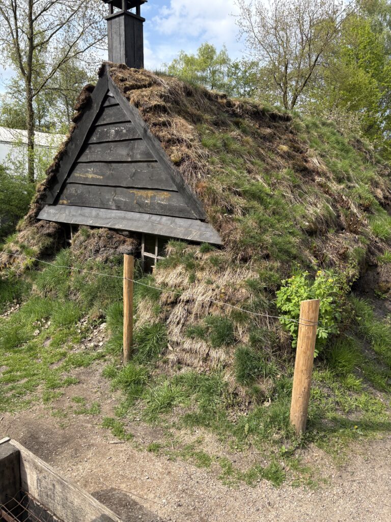 Open air museum, house covered by grass