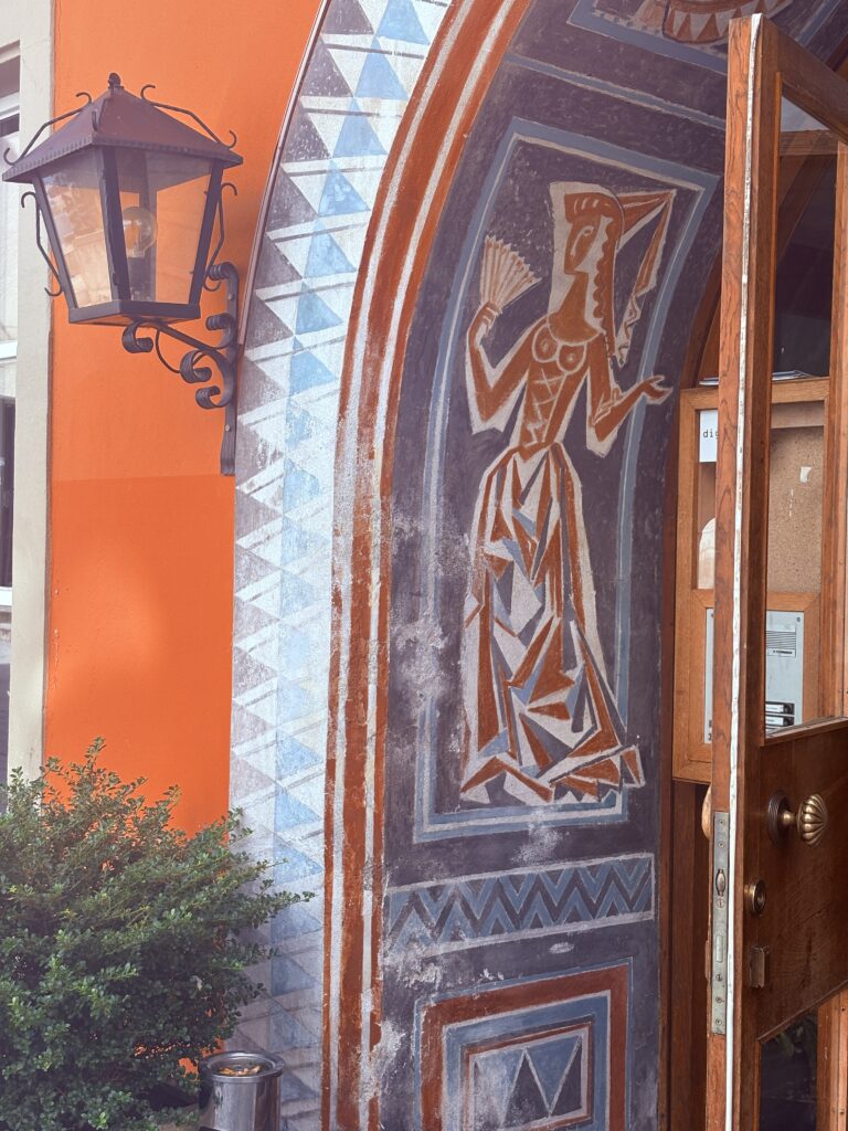 Painting details on door
